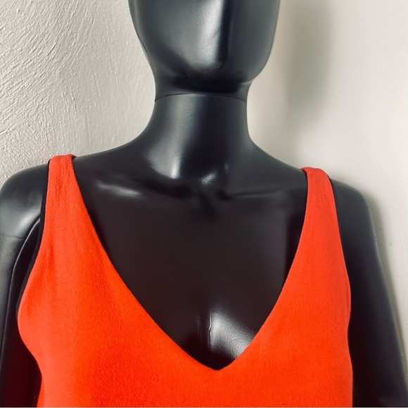 Sandro V-Neck Shift Bow Accent Redish Orange.Short (Mini) Length Dress. Sz 1 - Picture 3 of 15